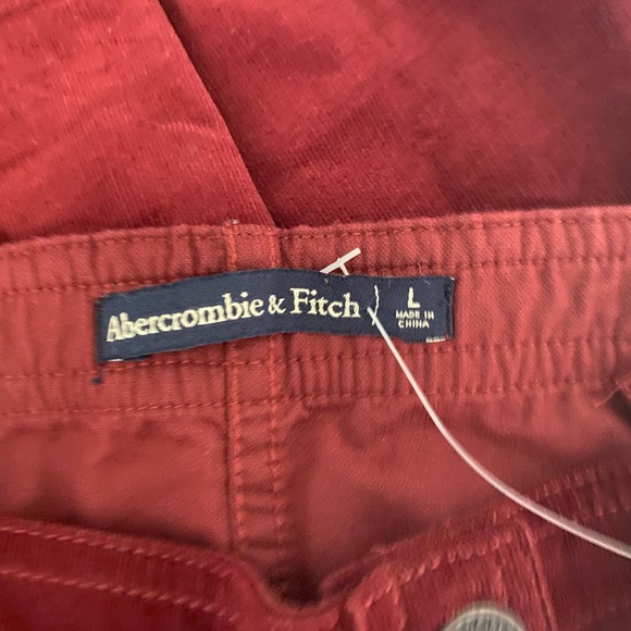 Abercrombie & Fitch Corduroy Button Front Holiday Boho Overall Mini Dress Red L - Picture 9 of 10